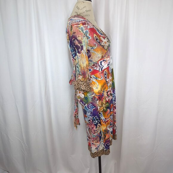 Sao Paolo Paisley Dress 8 Medium Orange Midi - Picture 9 of 11